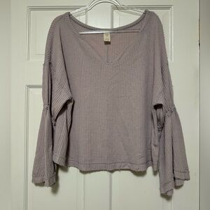 Free People Waffle Bell Sleeve Top